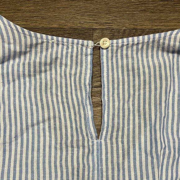 J. Crew Cotton-Linen Beach Romper in Stripe Blue White Size Small Coastal - Picture 10 of 11